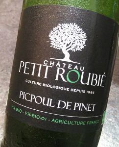 Picpoul de Pinet bio du domaine Petit Roubié